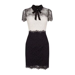 Sandro Elegant Black and Cream Lace Mini Dress
